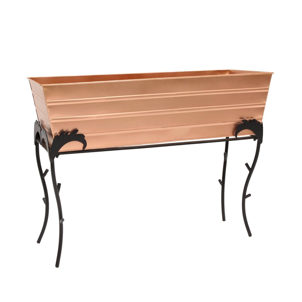 Photos - Flower Pot ACHLA Designs 25.75" x 35.25" Indoor/Outdoor Rectangular Galvanized Steel Flower Planter Box with Iron Stand Copper Plated: