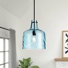 Dewdrop Coastal Beach Style Single Pendant Light Blue Ripple Glass Shade Aqua Teal Transparent ETL For Kitchen Island - 3 of 4