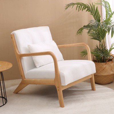 Yami Modern Wood  Accent Chair with Pillow, Upholstered Sofa, Armchair for Bedroom and Living Room, Indoor Furniture - The Pop Home