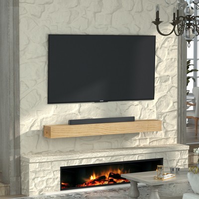 LOVMOR Fireplace Mantel,60" Wood Floating Fireplace Shelves,Wall Mounted Wooden Display Shelving,Handcrafted Wood Brack | 60" x 8" x 5"-Aged Oak