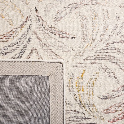 Ivory and Red Floral Hand-Tufted Wool Area Rug