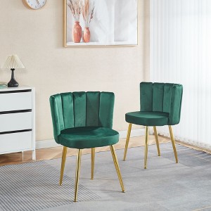 Okak Modern Accent Chair, with Iron Tube Golden Color Legs, Velvet and Comfortable Backrest, Set of 2 - 1 of 4