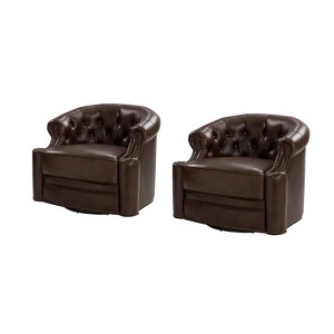 Flavio 31.5'' Wide Genuine Leather Swivel Chair,Set of 2 | ARTFUL LIVING DESIGN - 1 of 4
