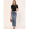 INSPIRE CHIC Women's Summer Peter Pan Collar Contrast Trim Puff Short Sleeve Blouse - 2 of 4