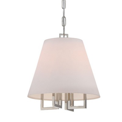Polished Nickel Mini Chandelier with Silk Shade