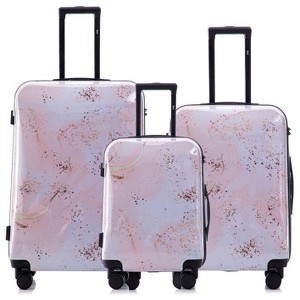 Multi-color Design ABS Hard Shell Lightweight with 360° Dual Spinning Wheels & Combo Lock – Includes 28", 24", 20" 3-Piece Luggage Set - Fairy - 1 of 4