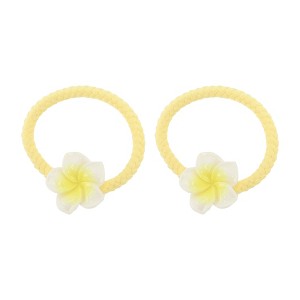 Unique Bargains Women's Flowered Hair Ropes Yellow White 2 Pcs - 1 of 3