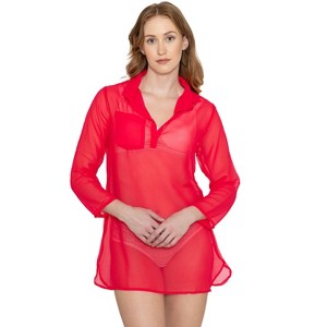 LA LEELA Women's Beachwear Swimsuit Coverups for Women Summer Swim Beach Cover Ups for Swimwear Women Bikini Dress Tops Cover Up - 1 of 4