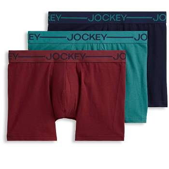 Jockey Men's Organic Cotton Stretch 4 Trunk - 3 Pack 2xl Leather Red/dusty  Skies/raisin : Target