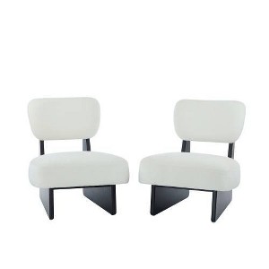 Christopher Knight Home Set of 2 Dylan Modern Wood Upholstered Accent Chairs White/Black - 1 of 4