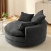 57.5" Oversized Corduroy Swivel Barrel Chair with Dual-Layer Cushion and 3 Pillows for Living Room Bedroom-Baofuwish - 3 of 4