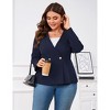 Plus Size Women's V-Neck Blazer, 3/4 Sleeve Two-Button Tummy Control Slim Fit Suit Jacket for Work - 2 of 4
