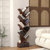 Tangkula 10-tier Tree-shaped Bookshelf with Drawer 59” Wood Bookshelf w/ 10 Compartments Home Organizer Display Shelf Beige/Brown - 2 of 4