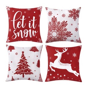 Christmas Decorations Velvet Pillow Covers 18x18 Inch Set of 4 Decorative Pillows Winter Holiday Decor Throw Cushion Covers for Sofa Couch - 1 of 4