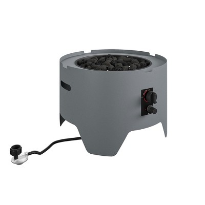 Cosmopolitan Astra Collection 23 Inch Fire Pit with Push Button Spark Ignition and Rain Cover for Patio, Lawn, and Garden, Dark Gray