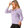 INSPIRE CHIC Women's Bow Tie Neck Elegant Long Sleeve Solid Work Office Blouse - 2 of 4