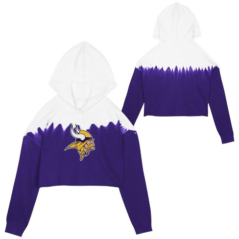 Nfl Minnesota Vikings Girls' Crop Hooded Sweatshirt - L : Target
