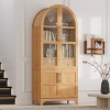 GDFStudio Shane 71" Tall Arched Kitchen Pantry Cabinet with Glass Doors, Adjustable Shelves and Hidden Drawer - 2 of 4