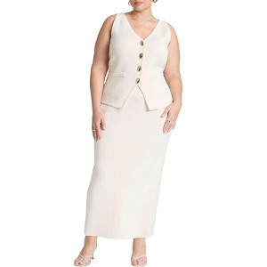 ELOQUII Women's Plus Size Sweater Midi Skirt - 1 of 4