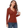 Women Sweater Sweetheart Neckline Long Sleeve Fitted Knit Sweater Tops - 2 of 3