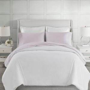 4 Pcs 100% Cotton 500 Thread Count Sheet Set, Solid Color Ultra Soft Bedding, Deep Pocket Flat/Fitted Sheet for All Seasons - 1 of 4