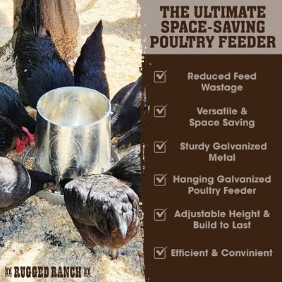 15-Pound Galvanized Hanging Poultry Feeder with Adjustable Height