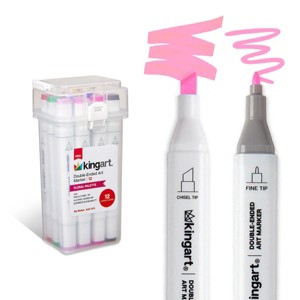 KINGART PRO Double-Ended Markers 12 Floral Colors - 1 of 4