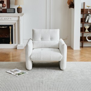 Aortzio Modern Tufted Velvet Accent Chair,Comfy Upholstered Armchair Leisure Single Sofa Chair with a Waist Pillow - 1 of 4