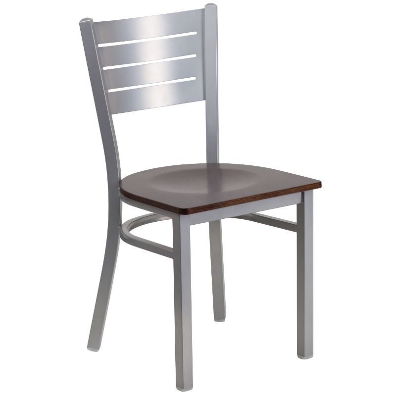 Flash Furniture Silver Slat Back Metal Restaurant Chair, 1 of 8