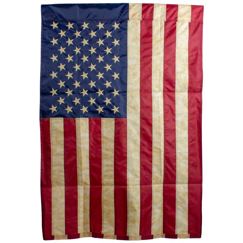 Northlight Embroidered Tea-Stained Patriotic USA House Flag 40" x 28", 1 of 5