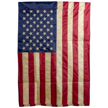 Northlight Embroidered Tea-Stained Patriotic USA House Flag 40" x 28"