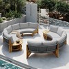 Chic Crate-Beach-Friendly Patio Set – 6-Person Teak Wood Outdoor Sectional with Removable Cushions & Built-In Coffee Table, Gray - 2 of 4