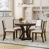5 PCS Retro Dining Set, Extendable Round Table with Removable Leaf, Upholstered Rubberwood Chairs with Cushioned Backrests-Coolbibila - 3 of 4