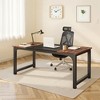 Lirago Brown 70.86" Conference Table E1 Engineered Wood Metal Frame 31.5x63x29.5 6-Seater Meeting Desk - 3 of 4