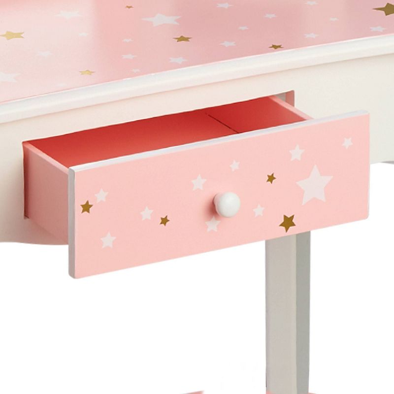 Teamson Kids Gisele 2pc Twinkle Star Prints Wooden Kids&#39; Vanity Set White/Pink/Gold, 6 of 14