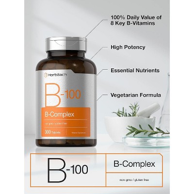 Horbaach B-100 Complex Gluten-Free Vegetarian Chewable Tablets
