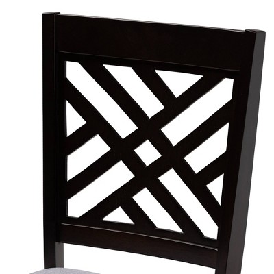Gray Espresso Rubberwood and Cane Dining Chairs Set