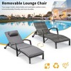 Chaise Lounge Chairs Set of 2 for Outside, Adjustable Position Outdoor PE Rattan Wicker Patio Pool Lounge Chair with Arm, Cushion, Pillow and Wheels - 4 of 4
