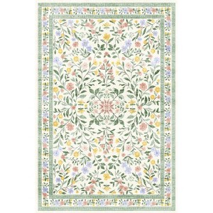 Acekool Washable Area Rug,Non Slip Vintage Floral Rug for Bedroom, Ultra-Thin Floor Carpets Rugs for Living Room Dining Room Home Office - 1 of 4