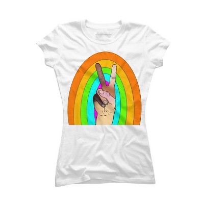 Design By Humans Peace Hand Symbol Stripes By PaperRescueDesigns T-Shirt