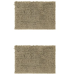 Unique Bargains Plain Chenille Non-Slip Washable Soft Home Decor Bathroom Mats 2 Pcs - 1 of 4