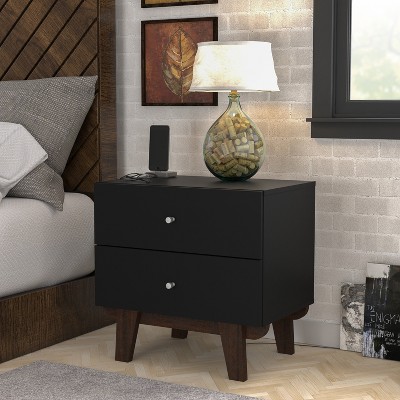 Matte Black MDF 6-Drawer Dresser and 2-Drawer Nightstand Set