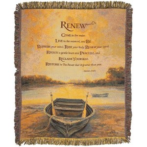 Manual Woodworks and Weavers Inspirational Throw – Renew Quote Woven Blanket, 50" x 60" - 1 of 3