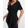 Womens Plus Size Tops Casual V Neck Short Sleeve Shirts Split Hem Blouses - 2 of 4