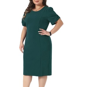 green emerald velvet dress Zapaka Women Dark Green Plus Size Prom Dress Mermaid Off The Shoulder Formal Dress with Appliques, Dark Green / US20W main image 1