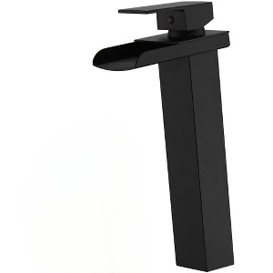 BWE Waterfall Single Hole Single Handle Bathroom Vessel Sink Faucet With Pop-up Drain Assembly - 1 of 4