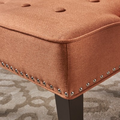 Handcrafted Orange Floral Accent Chair with Nailhead Accents