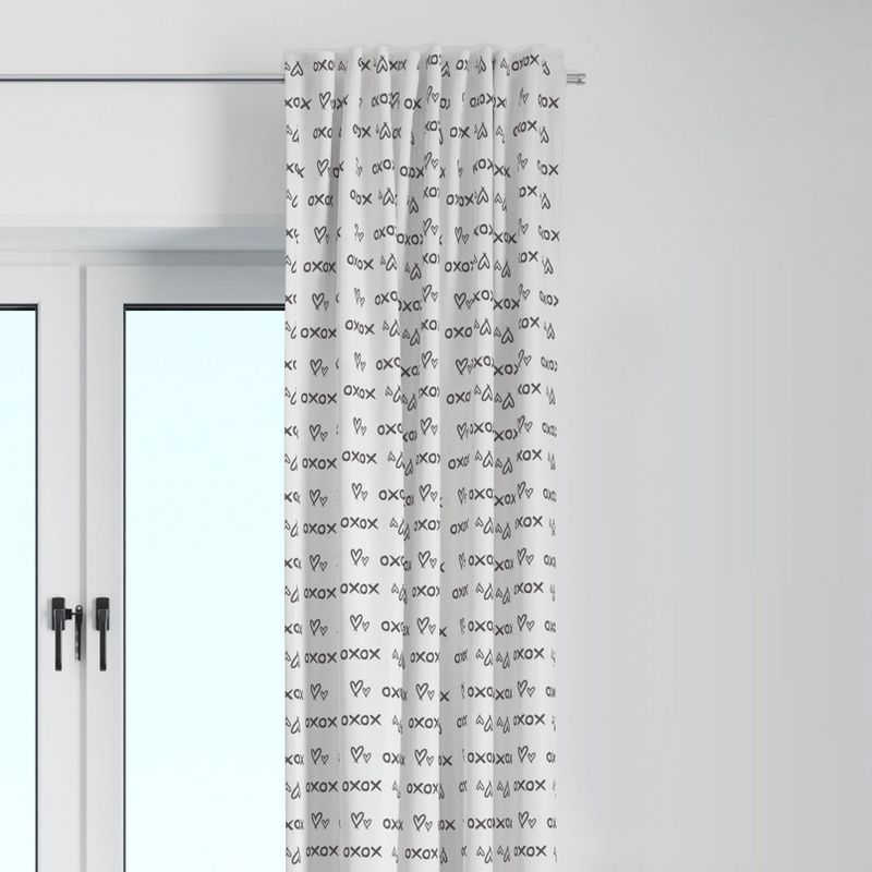 Bacati - Love Grey kisses n hugs Cotton Printed Single Window Curtain Panel, 1 of 6