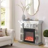 Coolbibila Modern Indoor Silver Diamond Mirrored Electric TV Fireplace Cabinet,Freestanding Home Office Fireplace with Remote Control and Finish - 3 of 4