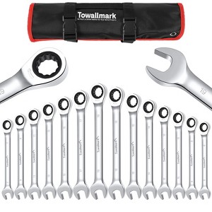 12-Piece Ratcheting Wrench Set (Metric 9-18mm) CR-V Steel with 72-Tooth Gear Design, Quick-Release Ratchet & Carrying Bag for Car & Motorcycle Repair - 1 of 4